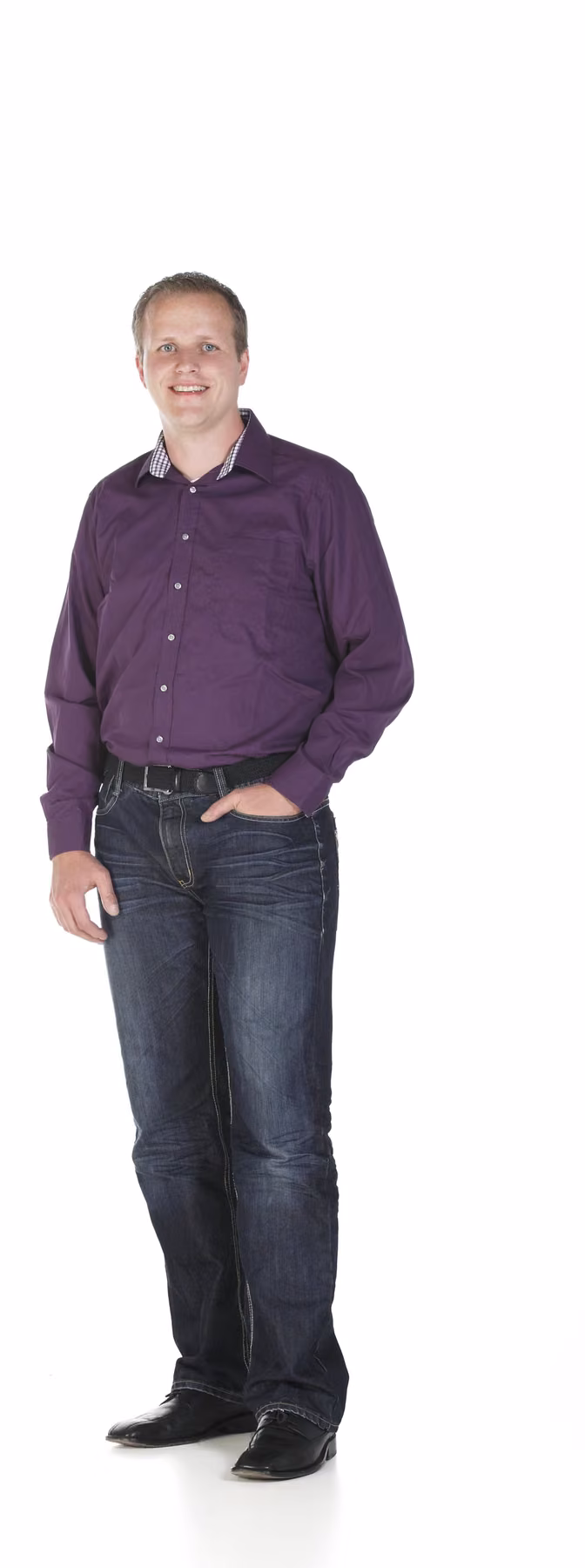 Christian Schlüter, Geschäftsführer der LMB-Gruppe, in violettem Hemd